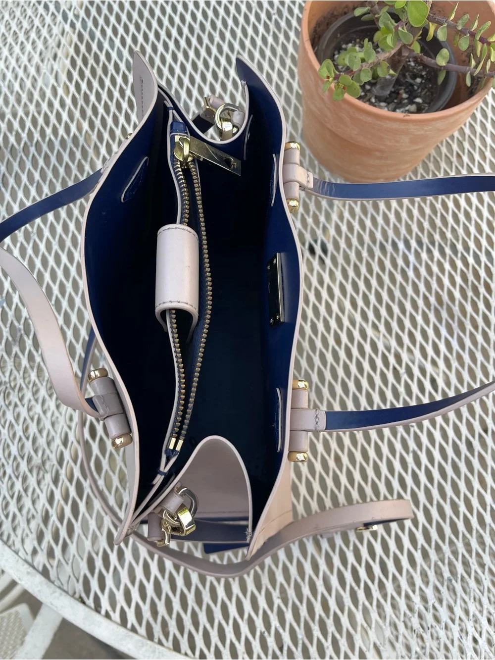 kate spade New York Taupe/Navy Tote